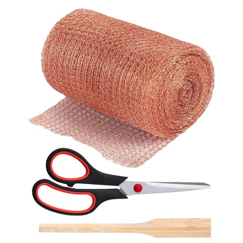 Xbessc Cinta de Cobre contra Caracoles 12.7cm x 6m Malla de Alambre de Cobre Anticaracoles Cerca Trampa Red de Cobre con Tijeras y Utensilios para Caracoles Pájaros Plagas Ratón Roedores De Control