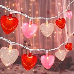 Red White Pink Heart with Glitter