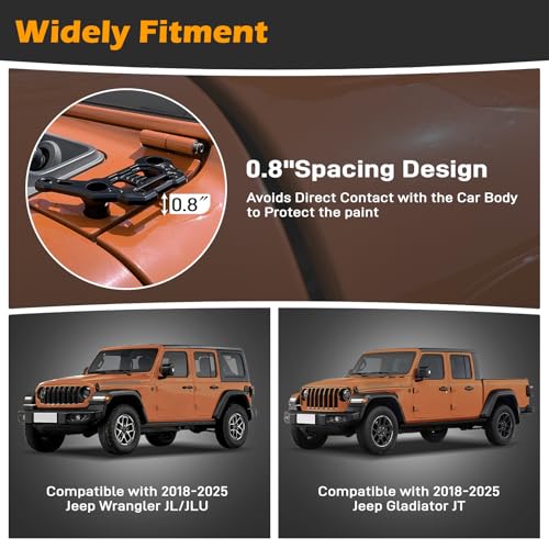 Image of Gladiator Light Mount Pod Bracket - Wrangler JL Light Bar Hood Mounting Brackets, A-Pillar LED Fog Light Ditch Mount Compatible with 2018-2025 Jeep Wrangler JL JLU 4xe Gladiator JT Accessories - Black