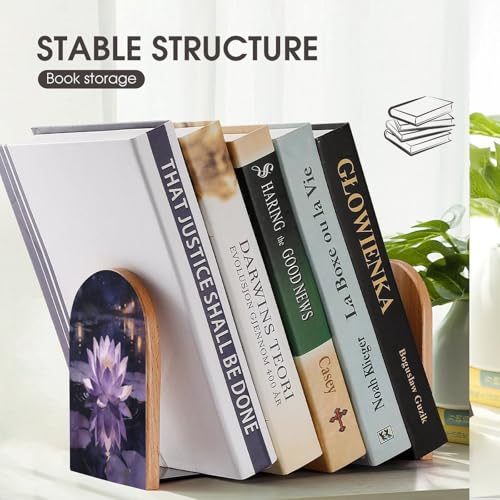 Sujetalibros de madera antideslizante, soporte decorativo resistente para libros en estanterías 8