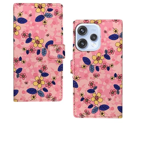 Image of amazon basics Oppo Reno 15 5G Flip Cover | Card Pockets Wallet & Stand | Flip Cover for Oppo Reno 15 5G (Pink Flower)