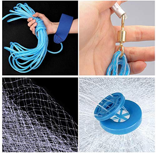 Yeahmart Handmade American Saltwater Fishing Case Net With Heavy Duty Real Zinc Sinker Weights For Bait Trap Fish 6Ft Radius, 3/8 Inch Mesh Size #TOP4