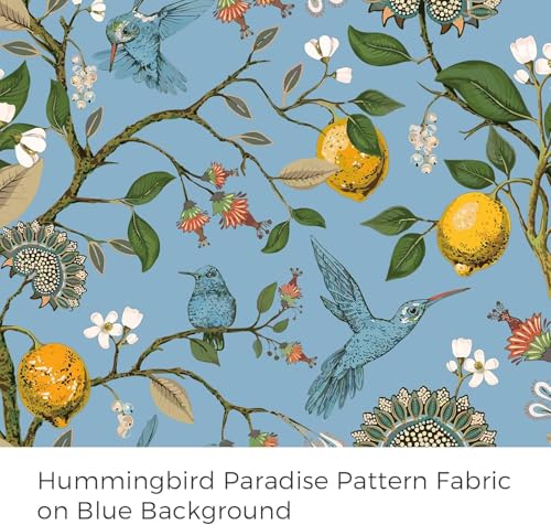 Image of BFAM Floral Print 100% Blackout Curtain with Black Linning at Back,Spa Blue Bird Print Curtains for Living Room /Bedroom Thermal Insulated Energey Saving 8 Feet Pack of 1 Curtain