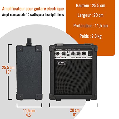 3rd Avenue Amplificateur 10 W pour Guitare avec Sortie Casque, Bouton de Distorsion et Contrôle Du Tone – Ampli Portable Compact pour Les Répétitions – Noir - Les Beatles, Paul McCartney, John Lennon, RIngo Starr, George Harrison 3rd Avenue Amplificateur 10 W pour Guitare avec Sortie Casque, Bouton de Distorsion et Contrôle Du Tone – Ampli Portable Compact pour Les Répétitions – Noir – Image 3