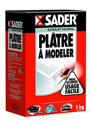 Sader - Plâtre à Modeler - Moulage et Décorations - Mur et Plafond - Intérieur - Prise Retardée 20 minutes - 1 Boîte Carton 1 kg