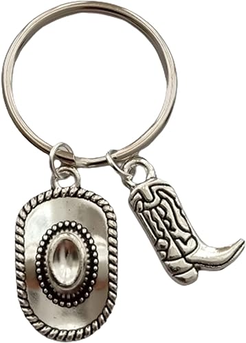 Western Country Keychain Cowboy Hat Key Ring Accessories Boot Keychain