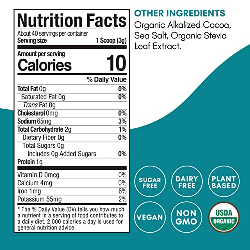 Mindful Nutrition Organic Skinny Hot Cocoa Mix - 40 Servings - Sugar Free Hot Chocolate Mix Gluten Free Dark Chocolate High Flavonoid Cocoa Powder Keto Friendly Dairy Free Vegan Ebt Eligible Low Carb #TOP1