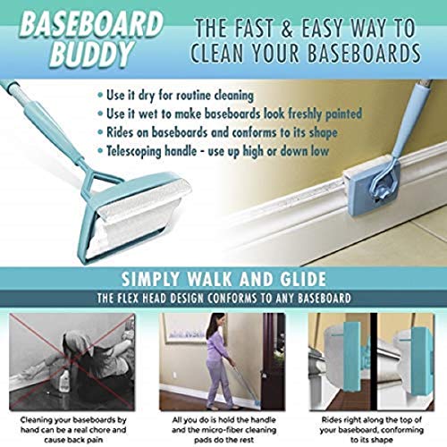Brush Cleaner, STCORPS7 Baseboard Buddy Cleaning Brush Floor Mop Adjustable Conforming Baseboard Cleaner