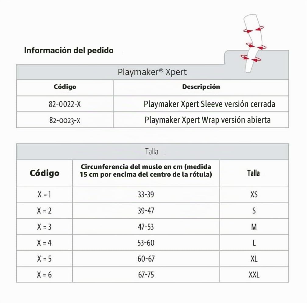Donjoy - Rodillera Playmaker Xpert Sleeve (tubular), tamaño mediano (circunferencia.rodilla 47 – 52 cm) – Marca CE