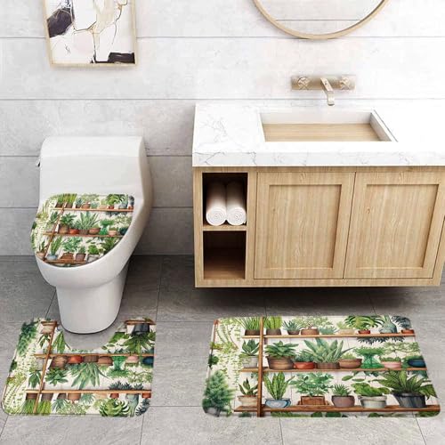 3 Piece Christmas Cat Bath Mat Sets Cute Animal Kitten Kitty Colorful Christmas Tree Snowflake Merry Christmas Winter Holiday Bathroom Doormat Rug Sets,U-Shaped Floor Mat