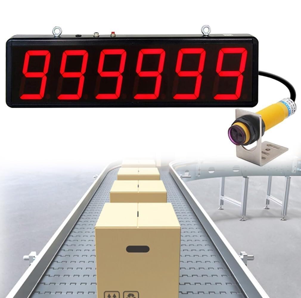 LYDZUSDP LED Digital Counter,6-Digit LED Display Counter,70CM Sensing Distance,with Remote Control,for Production Line,Conveyor Belt