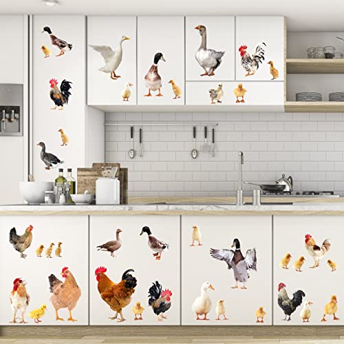 Rooster Wall Stickers Kitchen Wall Decals Peel And Stick Funny Animal Wall Stickers Cute Farm Chicken Wall Decals Rooster Cabinet Door Stickers Farmhouse Chicks Hen Window Stickers #TOP9