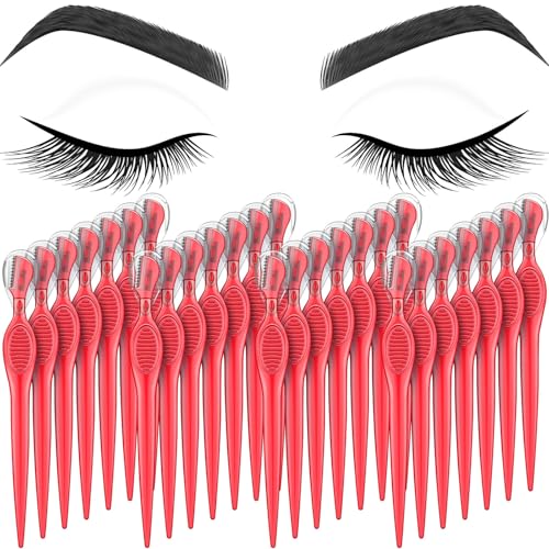 Mudder 28 Pcs Eyebrow Razors Facial Shaver Trimmer,Red
