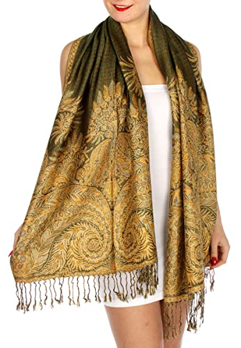 SERENITA Pashmina Scarf for Women Large Cashmere feel Big Paisley Rave Shawl Wraps, Soft Scarves Travel Accessories
