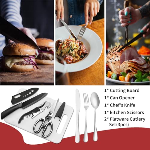 Image of Portable Camping Kitchen Utensil Set-27 Piece Cookware Kit, Stainless Steel Outdoor Cooking and Grilling Utensil Organizer Travel Set Perfect for Travel, Picnics, RVs, Camping, BBQs, Parties and More