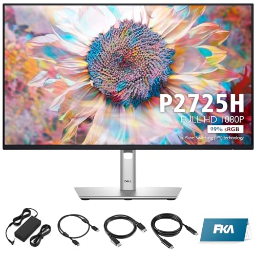 Image of FKA P2725H Monitor - 27 Inch, Full HD 1080p (1920 x 1080), 16:9 IPS, Computer Monitor Screen with DisplayPort, Type-C, and USB-C Cables - 1 Pack (New)