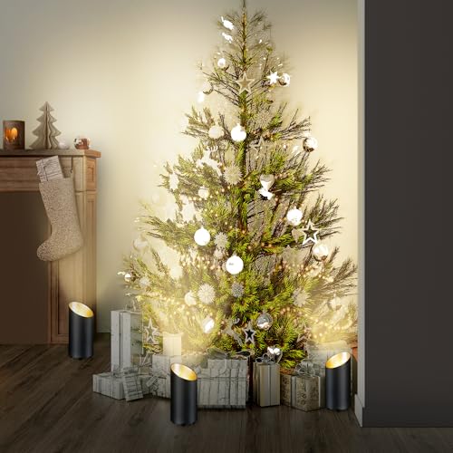 Image of Uplighting Indoor Floor Can Light, Up Lights with 3000K LED GU10 Bulbs, ETL 5W Floor Spot Lights Indoor for Home Accent Behind Couch Lighting, 5.9 FT Plug Cord & Foot Switch,2 Pack