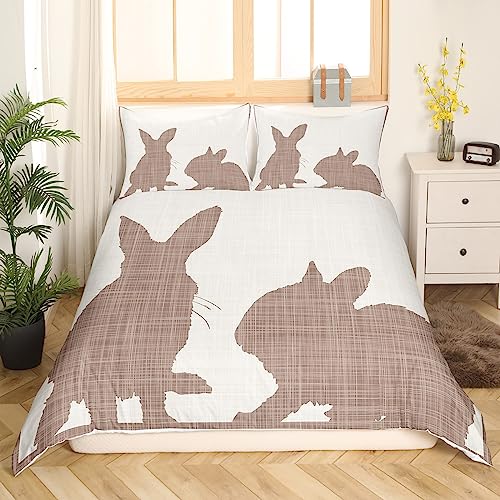 Parure de lit silhouette de lapin avec housse de couette rétro super king size