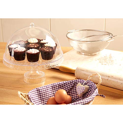 Premier Housewares Cake Stand With Lid Plastic Cupcake Stand Transparent Dome Lid Afternoon Tea Stand Cake Stand Sealed Cake Stands for Afternoon Tea - Cosy Home Interiors Premier Housewares Cake Stand With Lid Plastic Cupcake Stand Transparent Dome Lid Afternoon Tea Stand Cake Stand Sealed Cake Stands for Afternoon Tea - Image 2