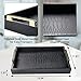 VOVOGERATTO Black Serving Tray with Handles, Large Alligator Faux Leather Decorative Tray, Coffee Table, Ottoman Rectangular Trays for Home Decor, for All Occasions,16