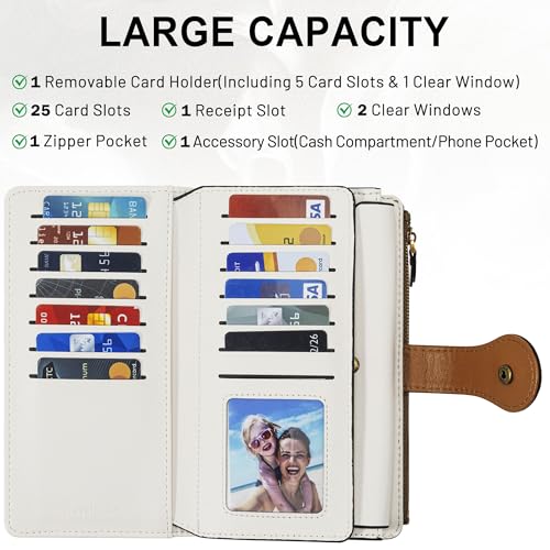 Travelambo Wallets Women RFID Large Capacity Luxury Waxed Leather Clutch Wallet Multi Card Organizer4