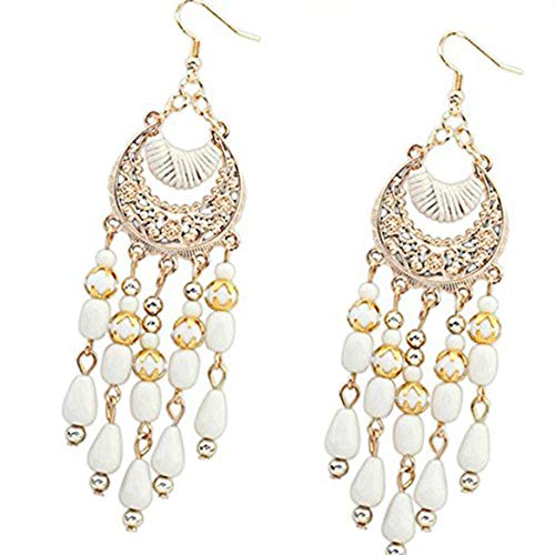 Boburyl Bohême Style Croissant de Lune Forme Goutte d'eau Longue Dangle Tassel Pendentif Boucles d'oreille Stud