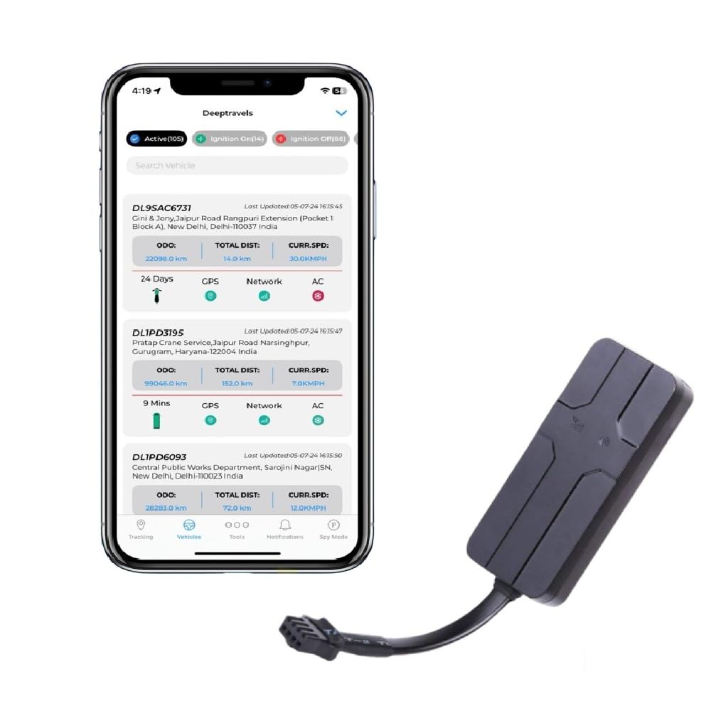 SPLAKDHN Hidden Wired GPS Tracker for Car, Bike, Truck, SUV, Bus & EVs – Anti Theft Alarm, Live Location & Speed Tracking, 1-Year Android/iOS App, Free Installation Support