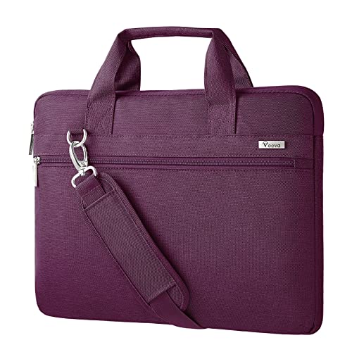 Voova Sacoche pour ordinateur portable 360° Protection 14 15.6 16 pouces Sac à bandoulière Sac à main étanche aux chocs avec bandoulière et poignée Violet