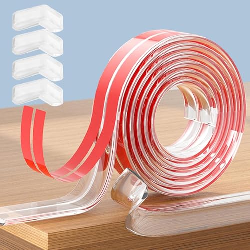 TINIFO Kantenschutz Baby 3m, Kantenschutz Selbstklebend mit 4 Eckenschutz, Transparent Silikon Kinder Tischkantenschutz, für Tischschränke Schubladen Glastisch Möbelkantenschutz (3m)