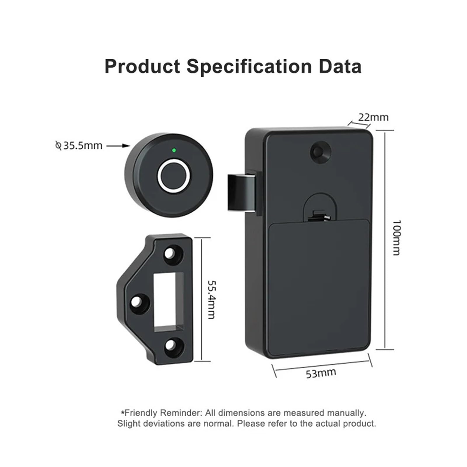 Cerradura de puerta inteligente, Cerradura electrónica inteligente for cajón de gabinete con huella dactilar, Bluetooth, for uso en almacenamiento en el hogar