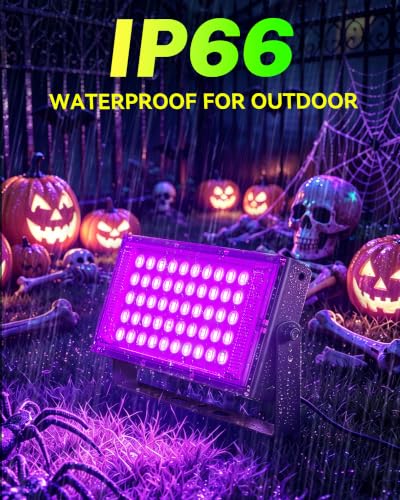 Image of 50W LED Black Light, Waterproof Blacklight for Glow Party, Halloween | for Neon Parties, Fluorescent Poster Tapestry, Birthday, Classroom, Bedroom, with Switch&Plug, Outdoor, IP66, Flood Light