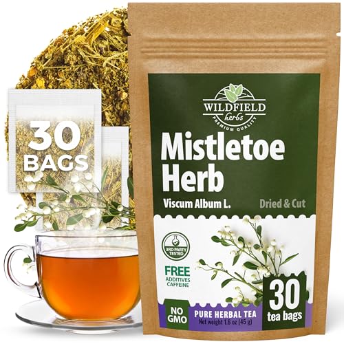 Image of 30 Bags Dried Mistletoe Herb Tea (Viscum) - 30 Count 1.5g Tea Bags Mistletoe Herb Muerdago