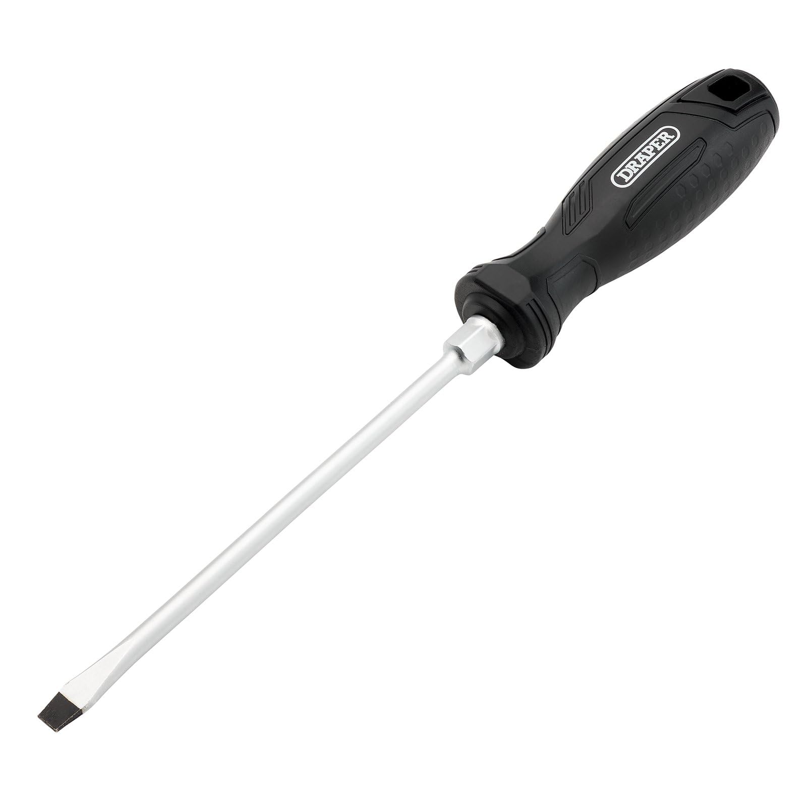 Draper Slotted Hard Grip Screwdriver, 6.5 x 150mm - 13542 - Magnetic Tip, CRV Blade, Black