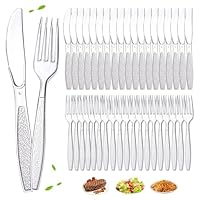 200 Stück Plastikbesteck Set,Besteck Plastikm,100 Plastikmesser & 100 Gabeln Wiederverwendbaren Plastikbesteck für Familie Partys Geburtstagsfeiern Hochzeiten