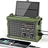 Emergency Radio Hand Crank Solar Powered, 12000mAh Portable AM FM Weather Radio, 8500mm² Solar Panel, 2-Mode Flashlight, Reading Lamp, Dual Outputs Cell Phone Charger for Outdoor Camping