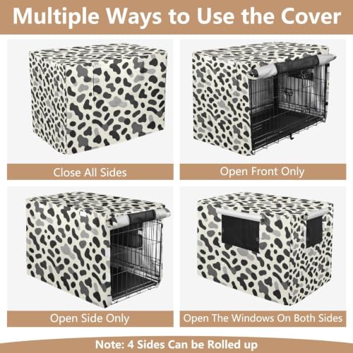 Housse de cage pour chien en intérieur - Déco léopard gris - 6