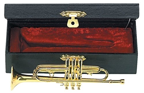 Corpo in ottone GEWA Strumento in miniatura - Tromba in ottone – Finitura lucidata dorata – Lunghezza ca. 15 cm – Strumento decorativo in astuccio – Idea regalo per amanti della musica