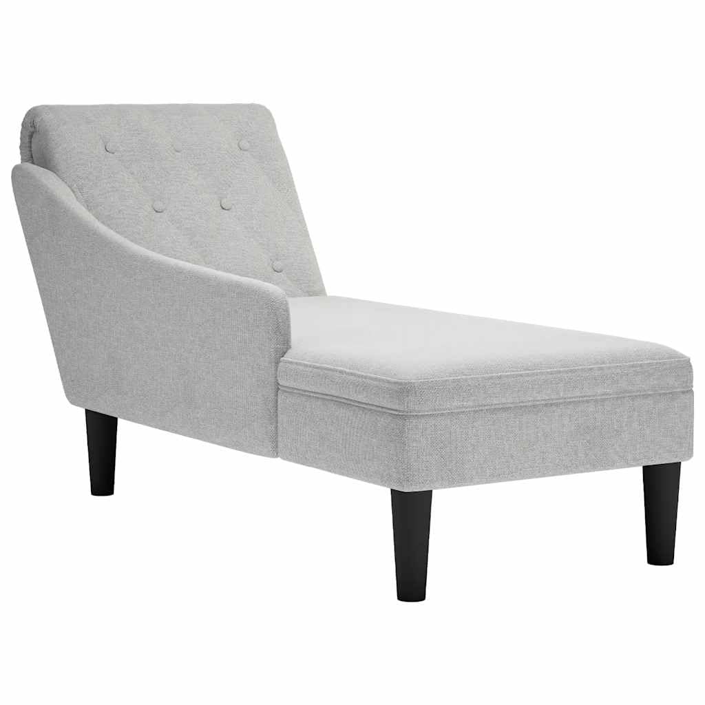 Chaise longue con cuscino e bracciolo destro, tessuto grigio