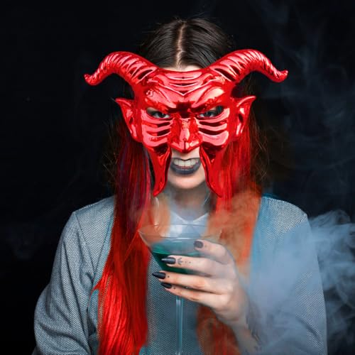 Image of Wanna Party Adult Vampire Dracula Devil Face, Scary Horror Costume Cosplay Accessory for Men and Women, Creepy Prop for Decoration, Gothic Carnival and Haunted Theme Events