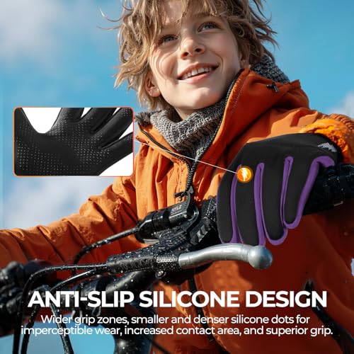 Image of rivmount Kids Warm Winter Gloves Touchscreen Water-Resistant Cycling Running Skiing in Outdoor Cold Weather for Boy Girl