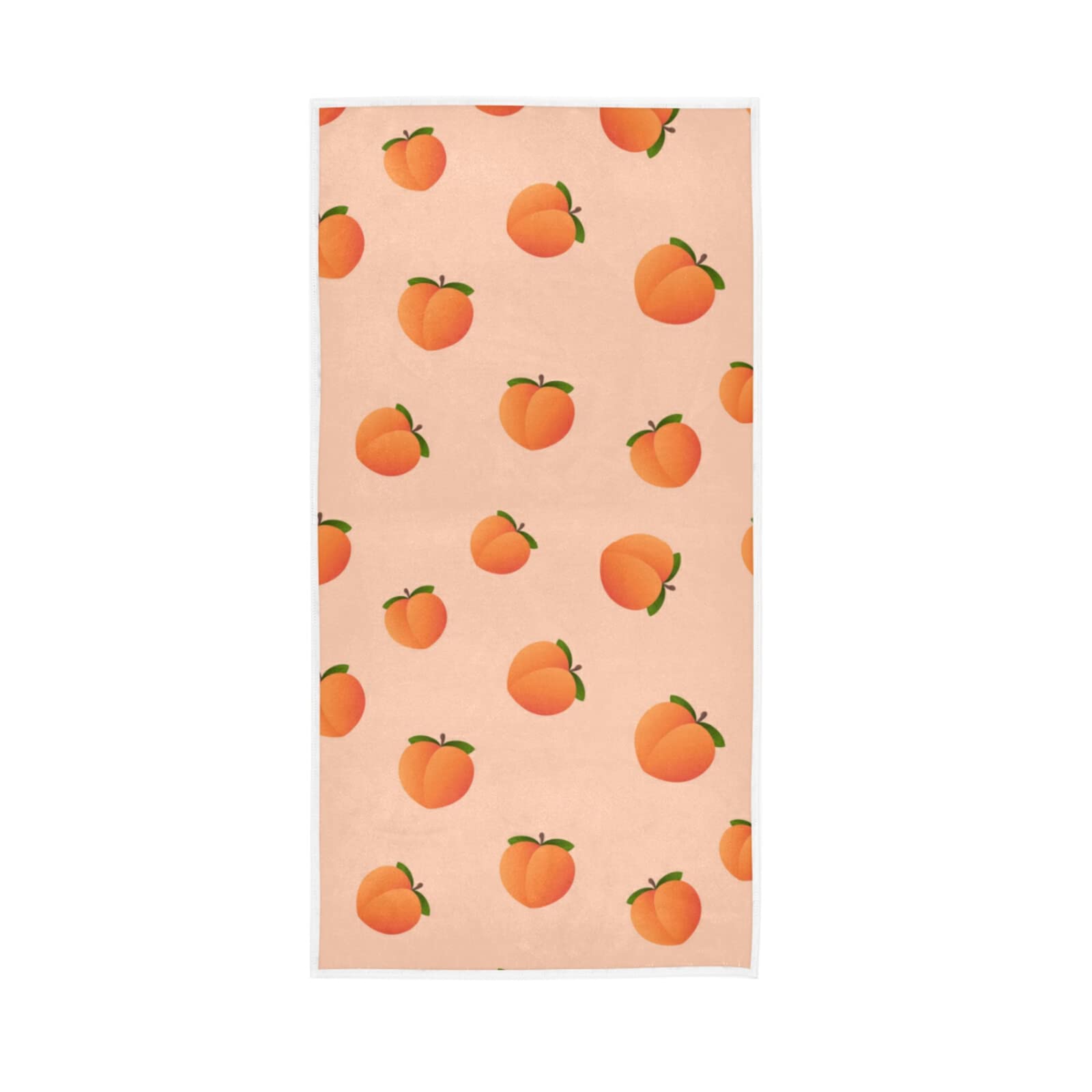 HUYGD Seamless Orange Peaches with Green Leaves Fruits Soft Hand Bath Towel 30" x 15" Thin Fast Drying Absorbent Soft Towels for Kitchen Gym Spa Hotel Beach