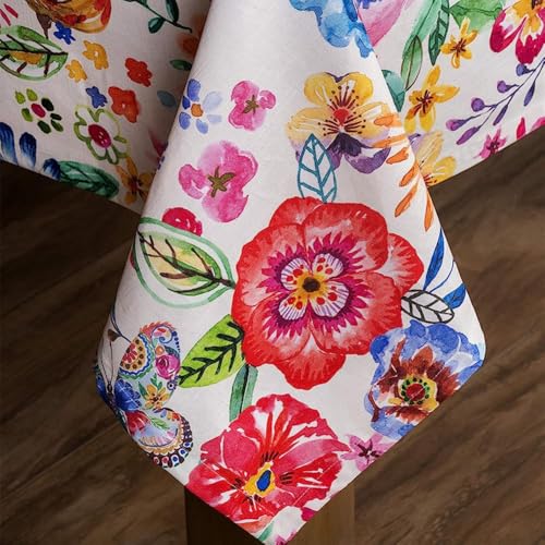 Nappe à fleurs d'aquarelle réutilisable 140x280cm décor cuisine et repas - 6