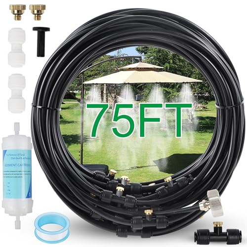 YOFIT Système de brumisation extérieur pour refroidissement de terrasse, kit de brumisateur d'eau de 23 m, brumisateurs de refroidissement pour porche, cour,...