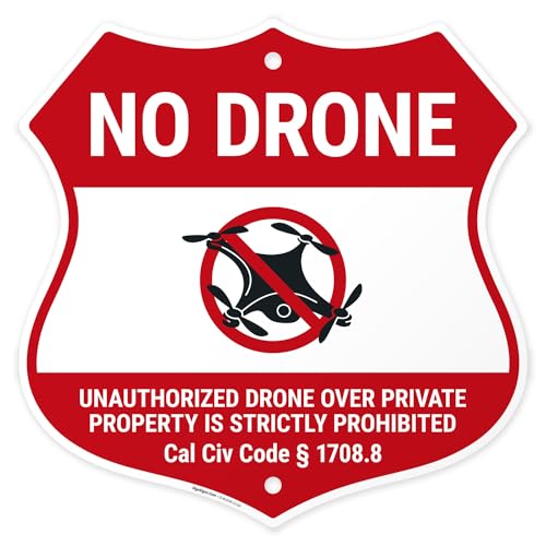 Unauthorized Drone Over Private Property is Strictly Prohibited Shield Sign,