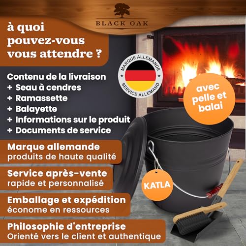Seau à cendres en acier noir pour vider le poêle proprement et sans risque - 8
