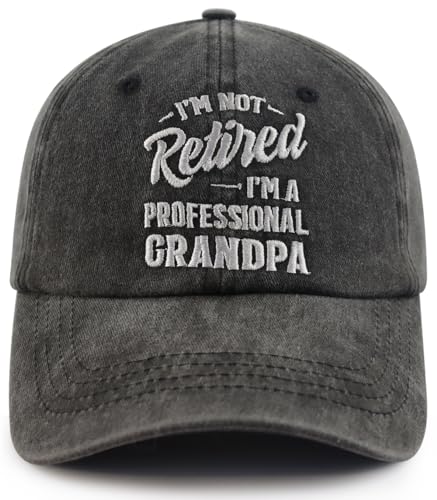 Gifts for Grandpa Dad Men Im Not Retired Im A Professional Grandpa Hat Adjustable Embroidered Worlds Best Grandpa Birthday Retirement Baseball Cap Black