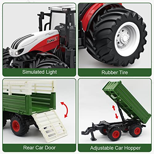 RC Traktor mit Anhänger, Fisca 2.4G 1:24 Ferngesteuertes Bauernhof-LKW Hochsimulierter RC Traktor Ackerschlepper mit… – Bild 3