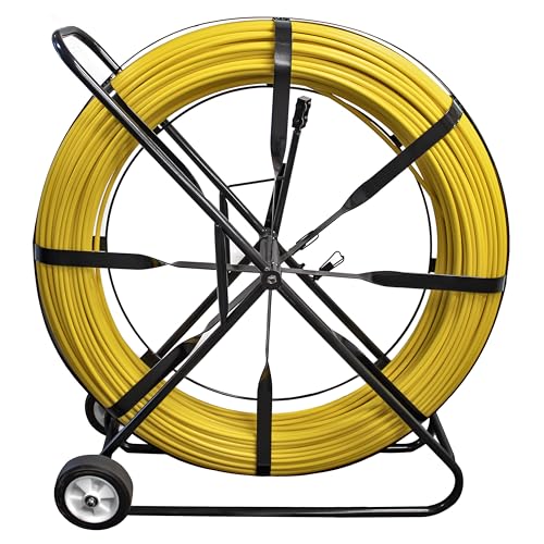 Electriduct 1/2" x 750FT Duct Rodder 12MM Fiberglass Cable Pulling Rod Fish Tape Wire Puller with Cage and Wheels