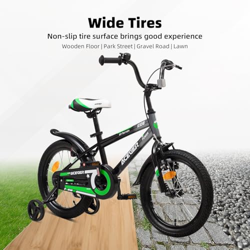 Image of ACEGER Simon Kids Bike for Boys Girls Toddlers, Unisex for Aged 3-13 Years, 12 14 16 18 Inch Children Bicycle with Training Wheels, 20 Inch Bike with Kickstand