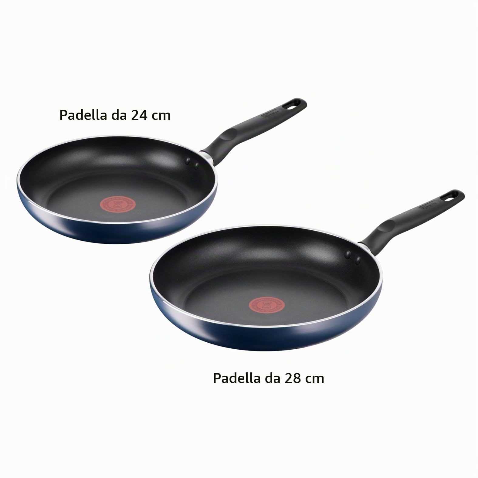 Lagostina Mirtillo, Set di 2 Padelle 24 e 28 cm con rivestimento in Titanio Antiaderente per Tutti i Piani Cottura, Tecnologia Thermo-Signal, Cottura Uniforme